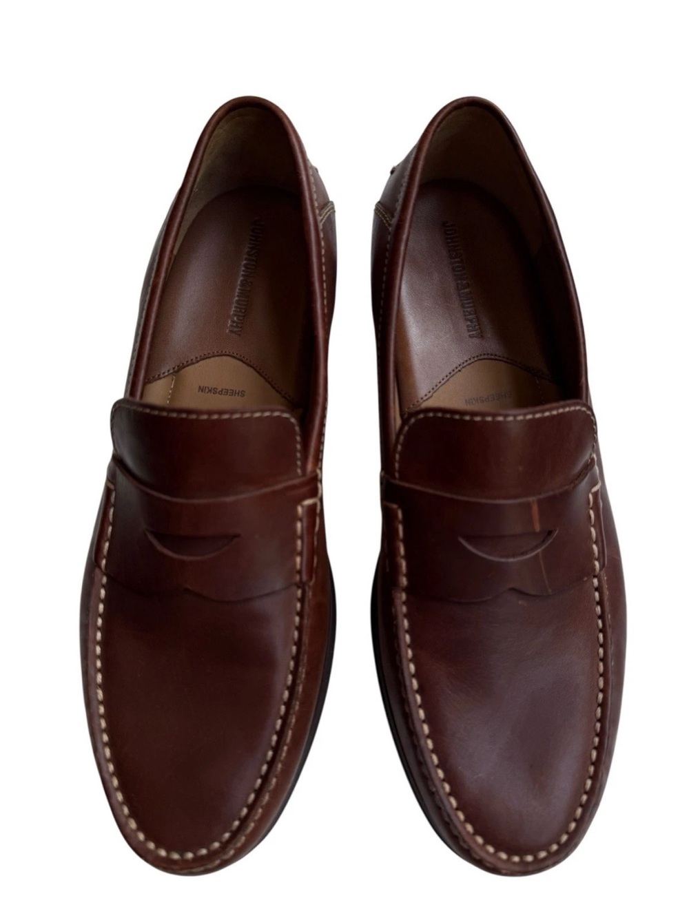 Johnston & Murphy Chestnut Brown Leather Penny Loafers Mens Sz 11M
